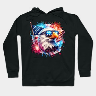 July 4Th Patriotic Bald Eagle Usa American Flag Fireworks Hoodie